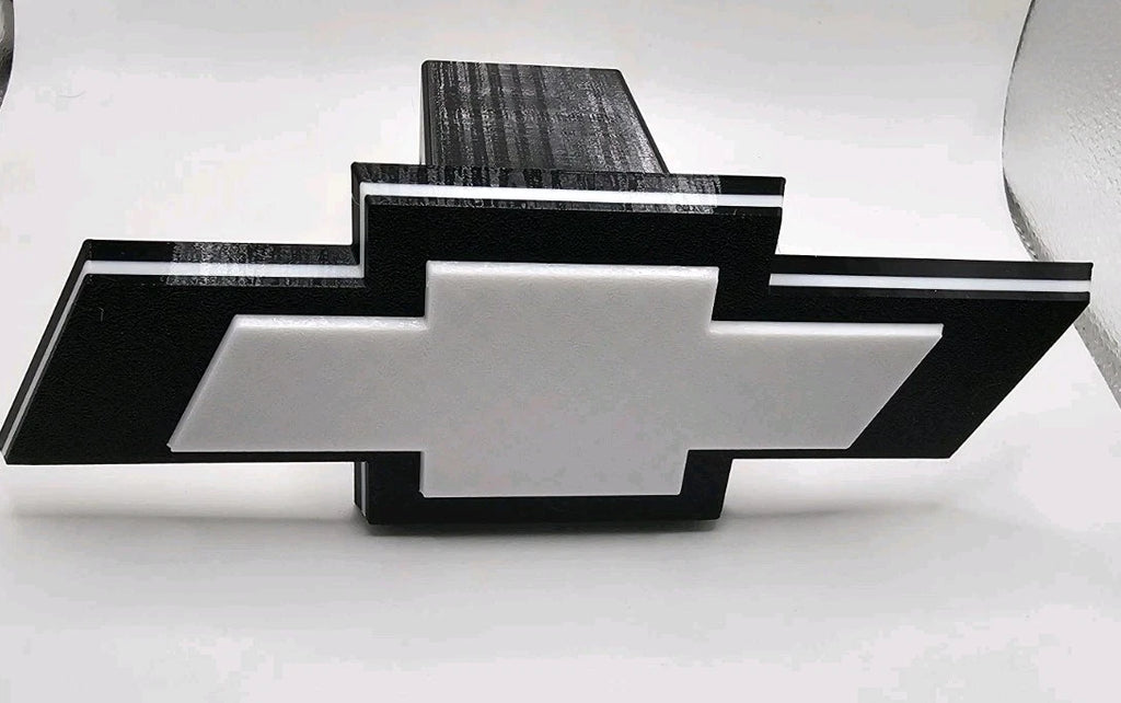 Chevrolet Chevy Tow Hitch Cover/Plug/Cap for 2" Receivers Black & White 3D