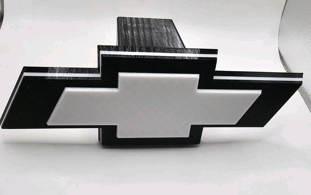 Chevrolet Chevy Tow Hitch Cover/Plug/Cap for 2" Receivers Black & White 3D