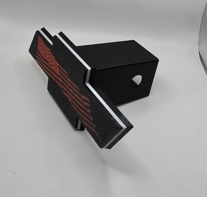 Chevrolet Chevy Tow Hitch Cover/Plug/Cap for 2" Receivers Black USA Flag Stripe