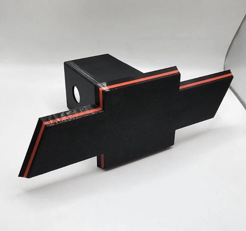 Chevrolet Chevy Tow Hitch Cover/Plug/Cap for 2" Receivers Black with Red Stripe