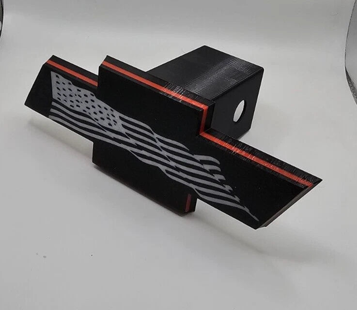 Chevrolet Chevy Tow Hitch Cover/Plug/Cap for 2" Receivers Black USA Flag Stripe