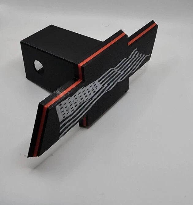 Chevrolet Chevy Tow Hitch Cover/Plug/Cap for 2" Receivers Black USA Flag Stripe