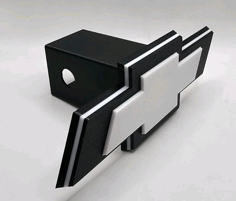 Chevrolet Chevy Tow Hitch Cover/Plug/Cap for 2" Receivers Black & White 3D