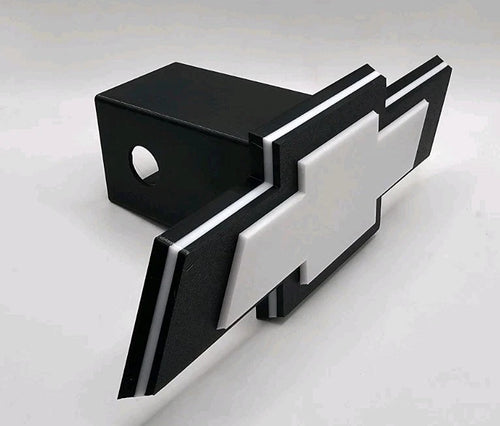 Chevrolet Chevy Tow Hitch Cover/Plug/Cap for 2" Receivers Black & White 3D